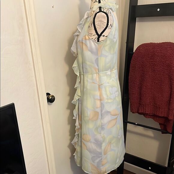 Y2K The Limited Silk Floral Design Ruffle Wrap Dress Cottagecore Feminine - Picture 3 of 10